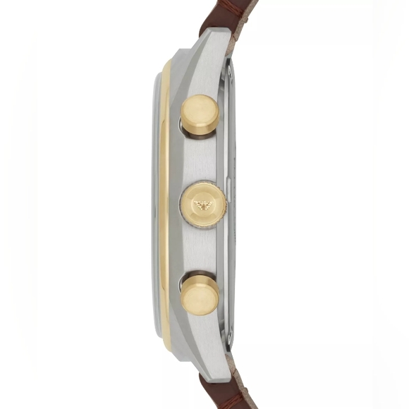 EMPORIO ARMANI AR11033 White Dial Brown Strap Men's Chronograph Watch - Picture 5 of 7